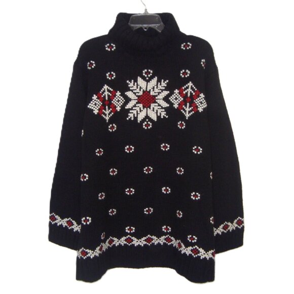 NEW! Jones New York Sport Snowflake Wool Mohair Fair Isle Turtleneck Sweater - Picture 1 of 10